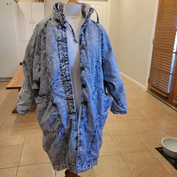 🧥EUC~VINTAGE ACID WASH DENIM COAT - Picture 12 of 15